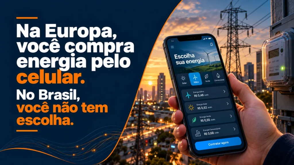 Na Europa, você compra energia pelo celular. No Brasil, você não tem escolha